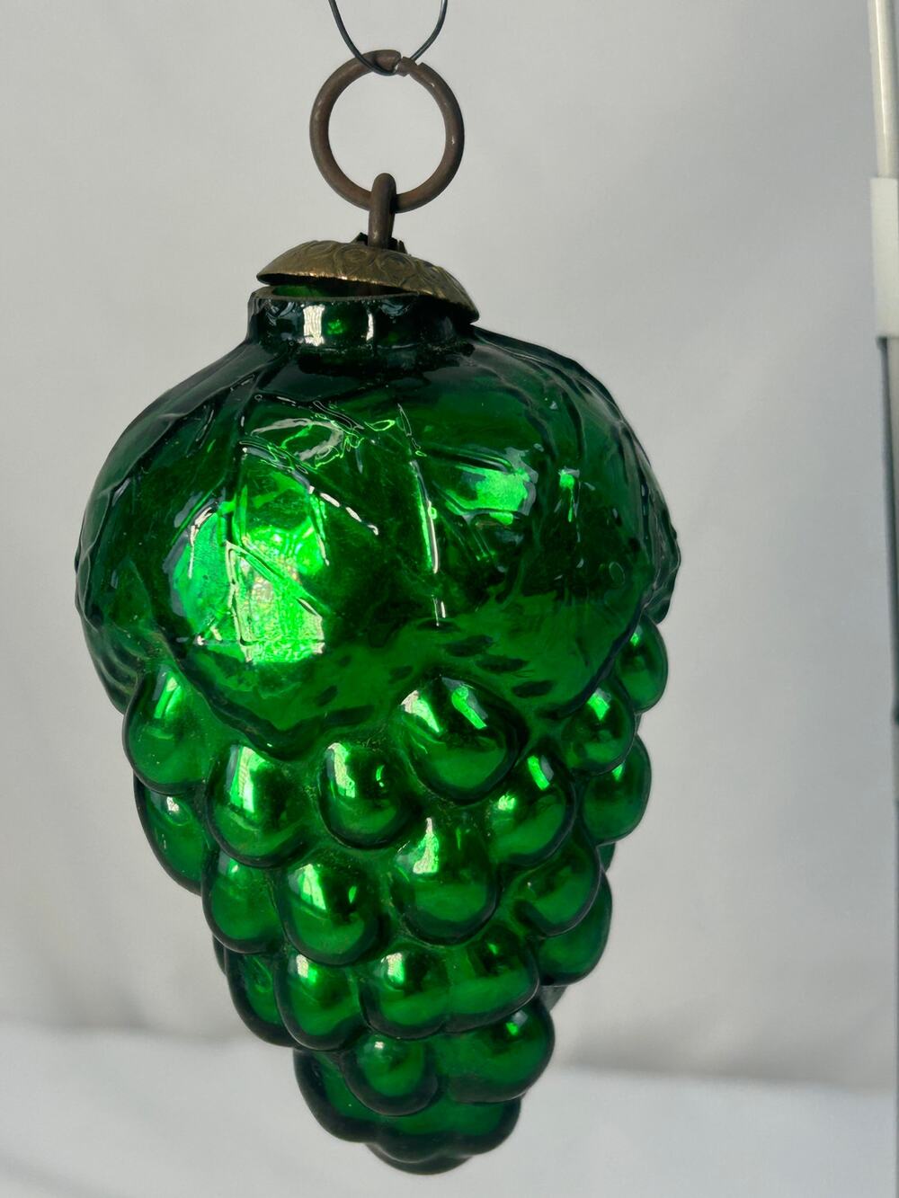 Antique 1800s German Kugel Green Grape Cluster Glass Christmas Ornament 4"